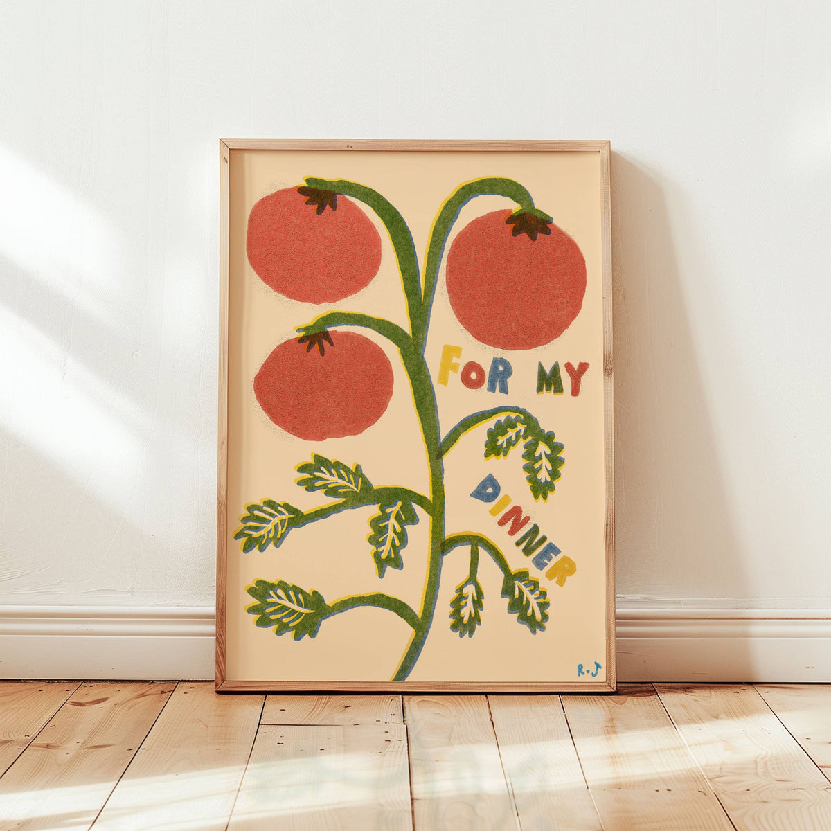 'For My Dinner' Tomato | Food | Retro | Kitchen | Risograph Style Print : A3