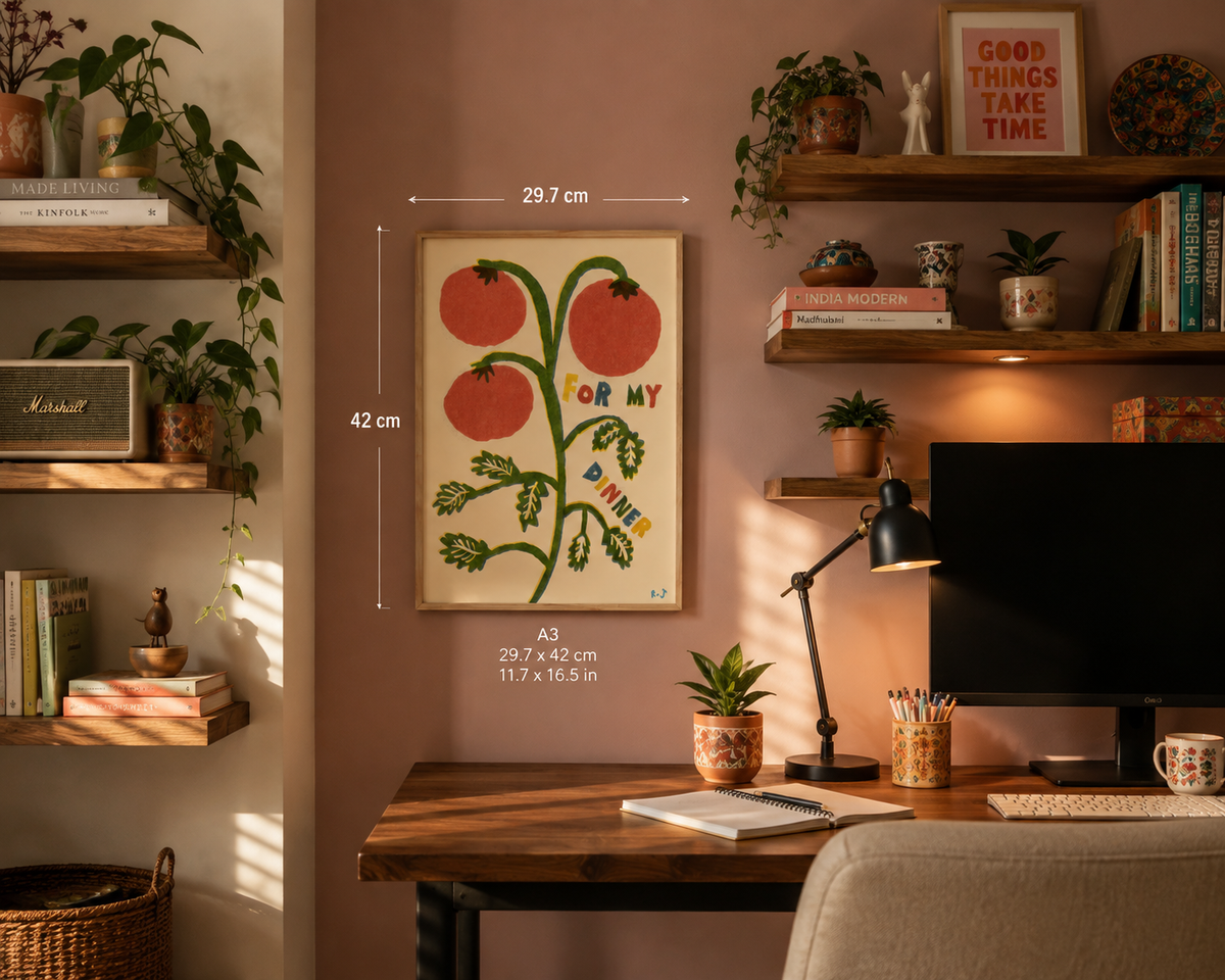'For My Dinner' Tomato | Food | Retro | Kitchen | Risograph Style Print : A3